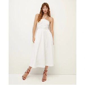 Veronica Beard White Halter Midi Dress